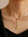 thumb Brass Imitation Pearl Heart Vintage Tassel  Necklace 2