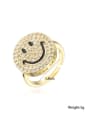 thumb Brass Cubic Zirconia Smiley Vintage Band Ring 3