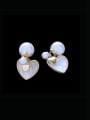 thumb Brass Imitation Pearl Shell Heart Minimalist Stud Earring 1