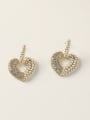 thumb Brass Cubic Zirconia Heart Vintage Stud Trend Korean Fashion Earring 2