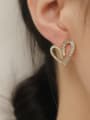 thumb Brass Cubic Zirconia Heart Cute Stud Trend Korean Fashion Earring 1