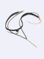 thumb Brass Leather Tassel Minimalist Multi Strand Necklace 0