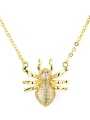 thumb Brass  Cubic Zirconia Insect Earring and Necklace Set 1