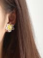 thumb Alloy Bead Enamel Flower Cute Stud Earring 1
