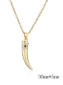 thumb Brass Cubic Zirconia  Vintage Wolf Tooth Pendant Necklace 2