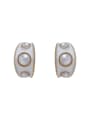 thumb Brass Imitation Pearl Enamel Geometric Trend Stud Earring 0