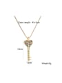 thumb Brass Cubic Zirconia Key Vintage Necklace 2