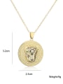 thumb Brass Cubic Zirconia Leopard Vintage Round Pendant Necklace 3