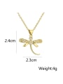 thumb Brass Cubic Zirconia Dragonfly Cute Necklace 1