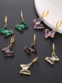 thumb Brass Glass Stone Multi Color Butterfly Minimalist Huggie Earring 0