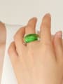 thumb Hand Green Glass   Geometric Trend Band Ring 3