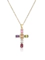 thumb Brass Cubic Zirconia Cross Vintage Regligious Necklace 4