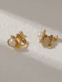 thumb Brass Imitation Pearl Heart Vintage Stud Trend Korean Fashion Earring 2
