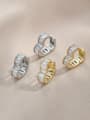 thumb Brass Cubic Zirconia Heart Minimalist Huggie Earring 0