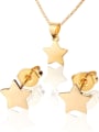 thumb Brass Star Earring and Necklace Set 0