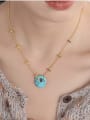 thumb Brass Turquoise Geometric Vintage Necklace 1