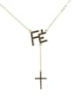 thumb Brass Cubic Zirconia Letter Vintage Lariat Necklace 2