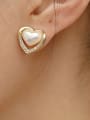 thumb Brass Imitation Pearl Heart Minimalist Stud Trend Korean Fashion Earring 1