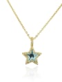 thumb Brass Glass Stone  Minimalist Five-pointed star Pendant Necklace 0