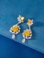 thumb Brass Cubic Zirconia Multi Color Flower Luxury Cluster Earring 2