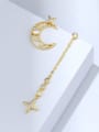 thumb Brass Cubic Zirconia Minimalist Asymmetric moon tassel Drop Earring 2