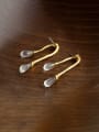 thumb Brass Glass Stone Water Drop Minimalist Hook Earring 2