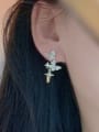 thumb Brass Cubic Zirconia Cross Dainty Stud Earring 1