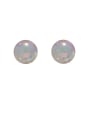 thumb Brass Imitation Pearl Round Ball Minimalist Stud Earring 3