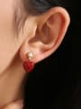 thumb Brass Cubic Zirconia Enamel Heart Minimalist Drop Earring 3