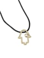 thumb Brass Cubic Zirconia Leather Hand Of Gold Minimalist Necklace 1