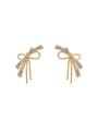 thumb Brass Cubic Zirconia Bowknot Vintage Stud Trend Korean Fashion Earring 0