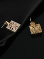 thumb Brass Cubic Zirconia Square Luxury Cluster Earring 3