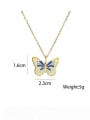 thumb Brass Rhinestone Enamel Butterfly Pendant Necklace 3