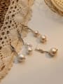 thumb Copper image pearl asymmetric Vintage Long Drop Trend Korean Fashion Earring 2