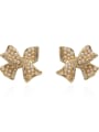 thumb Brass Rhinestone Bowknot Vintage Stud Trend Korean Fashion Earring 4