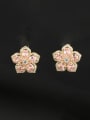 thumb Brass Cubic Zirconia Flower Luxury Cluster Earring 3