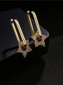 thumb Brass Cubic Zirconia Five-pointed starVintage Huggie Earring 4