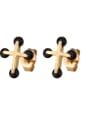 thumb Brass Cubic Zirconia Cross Minimalist Stud Earring 1