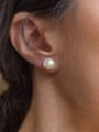 thumb Stainless steel Imitation Pearl Round Dainty Stud Earring 1