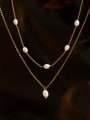 thumb Brass Imitation Pearl Tassel Vintage Lariat Necklace 2