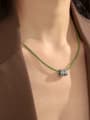 thumb Brass Cubic Zirconia Leather Geometric Minimalist Necklace 1