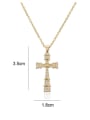 thumb Brass Cubic Zirconia Cross Vintage Regligious Necklace 3