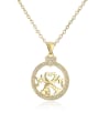 thumb Brass Cubic Zirconia Heart Dainty Round Pendant Necklace 0