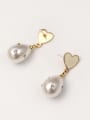 thumb Brass Imitation Pearl Enamel Heart Minimalist Drop Trend Korean Fashion Earring 2