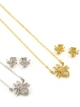 thumb Brass  Cubic Zirconia Insect Earring and Necklace Set 0