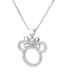 thumb Brass Cubic Zirconia  Cute Mouse Earring and Necklace Set 3