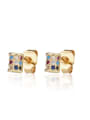thumb Brass Rhinestone Cross Dainty Stud Earring 2