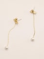 thumb Brass Imitation Pearl Tassel Minimalist Threader Trend Korean Fashion Earring 2