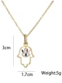 thumb Brass Cubic Zirconia Hand Of Gold Vintage Plam Pendant  Necklace 2