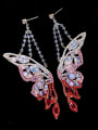 thumb Brass Cubic Zirconia Multi Color Butterfly Statement Cluster Earring 1